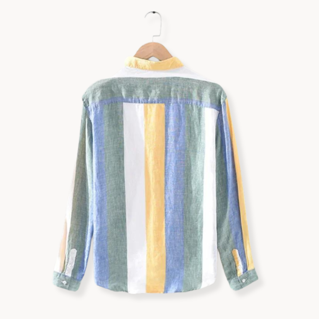 Seascape Stripe Linen Button Shirt