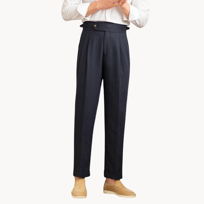 Vento Linen Cotton Pleated Trouser