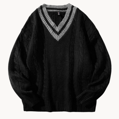 Knitted Oversized V Neck Sweater