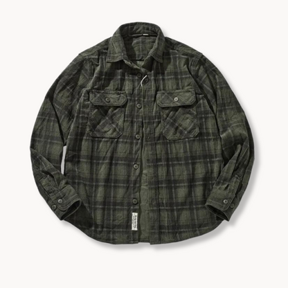 Retro Plaid Corduroy Flannel