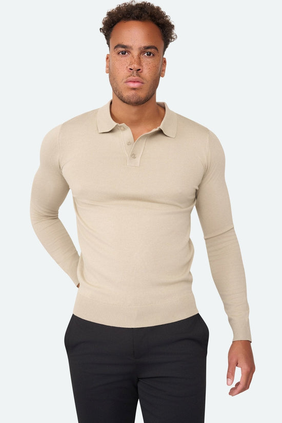 Long sleeve polo Ralf Beige